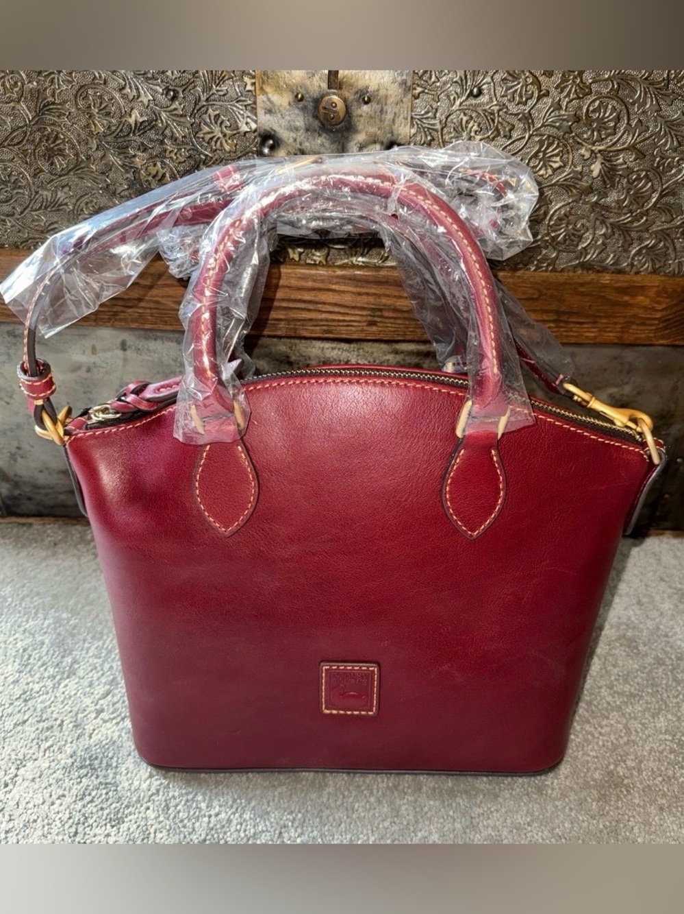 NWT Dooney & Bourke Florentine Domed Geena Satchel in Bordeaux